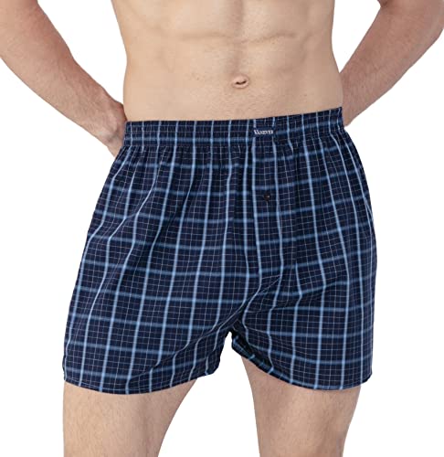 Vanever 3PK Herren Gewebte Boxershorts 100% Baumwolle Boxershorts für Herren Boxershorts mit Knopfleiste Unterwäsche, Schwarz sortiert, 3XL von Vanever