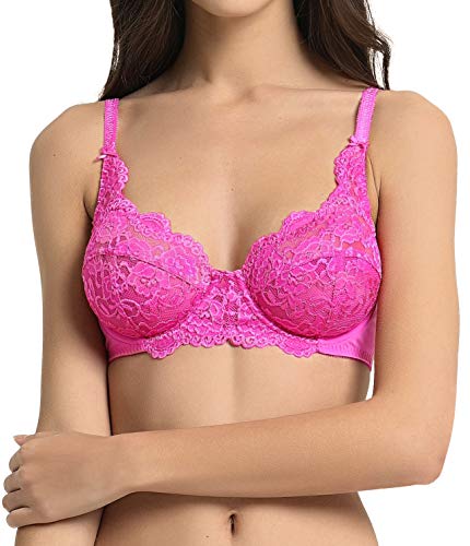 Vanever Damen BH mit Bügel ohne wattierter Spitze BH mikrofaser sexy Helle Rose 36B von Vanever