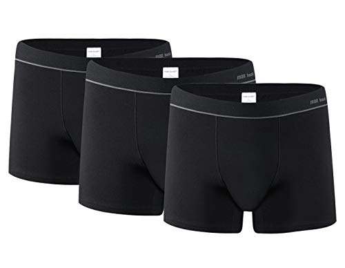 Vanever Herren Boxershorts, 3er Pack, Baumwolle Unterwäsche, Männer Unterhosen Retroshorts Passform, Men Unterhose Trunks, Boxer Shorts Mehrpack, Schwarz, M(Taille:32-34in) von Vanever