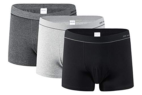 Vanever Herren Boxershorts, 3er Pack, Baumwolle Unterwäsche, Männer Unterhosen Retroshorts Passform, Men Unterhose Trunks, Boxer Shorts Mehrpack (Schwarz&Grau, 3XL(Taille:40-42in)) von Vanever