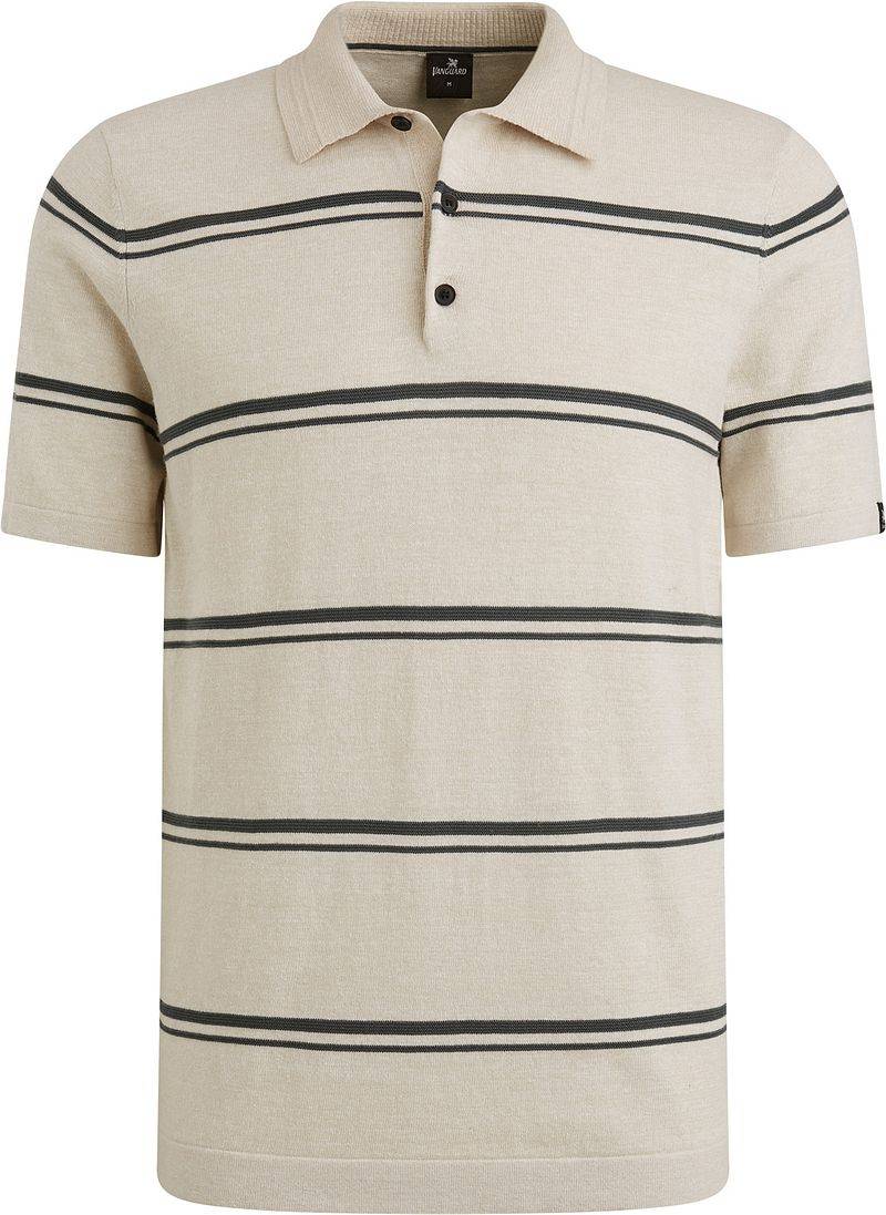 Vanguard Knitted Poloshirt Streifen Beige - Größe XXL von Vanguard