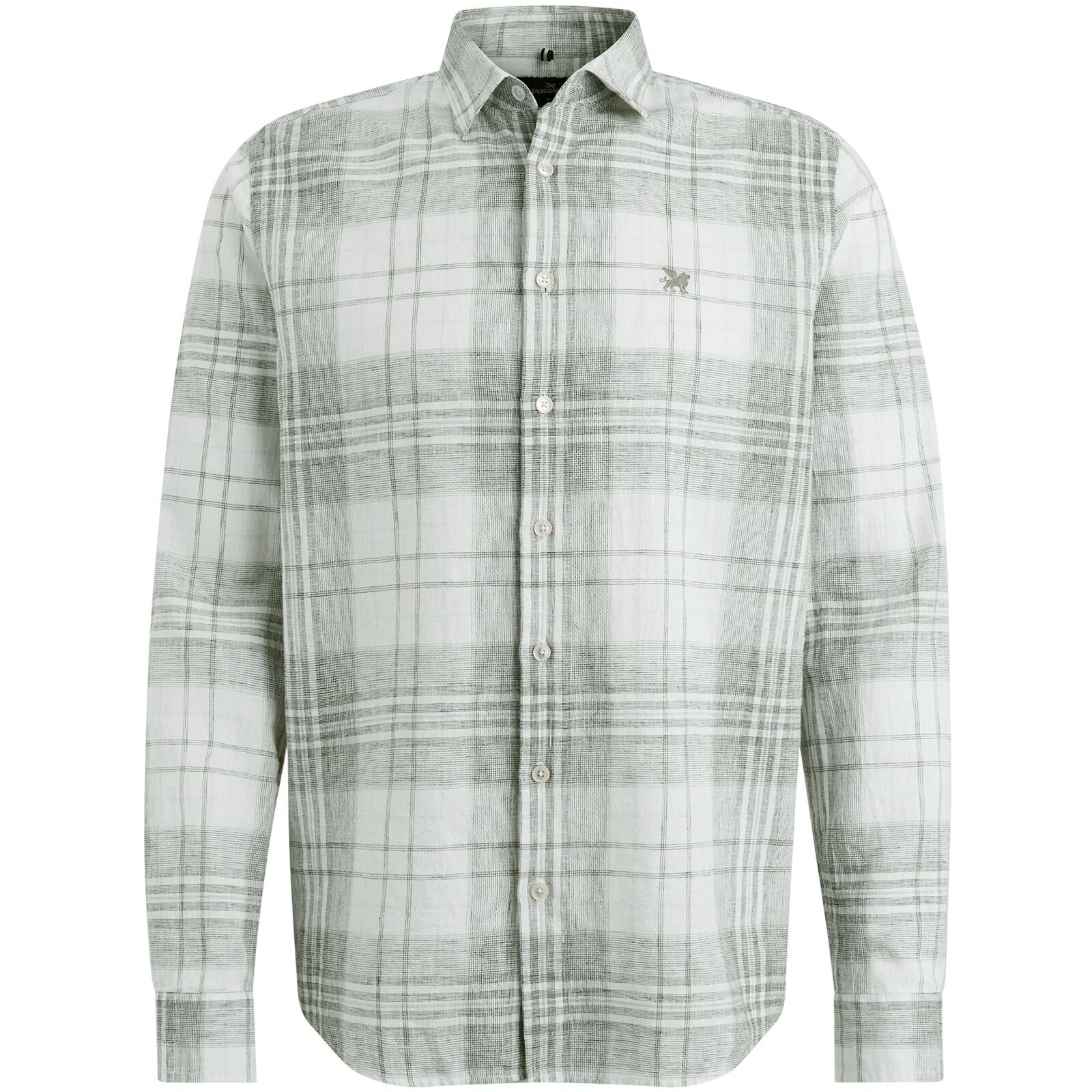 Vanguard - Long Sleeve Shirt Linen Cotton blend check bright white - Gr. - XXXL von Vanguard