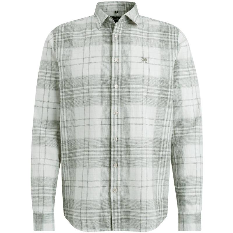 Vanguard - Long Sleeve Shirt Linen Cotton blend check bright white - Gr. - XXXL von Vanguard