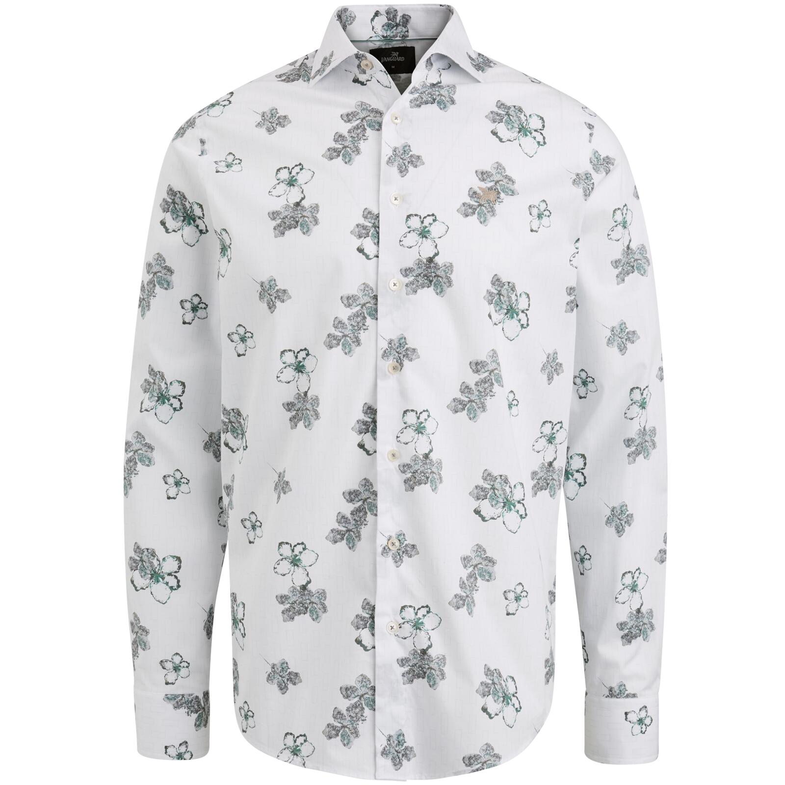 Vanguard - Long Sleeve Shirt Print on fine poplin stretch bright white - Gr. - M von Vanguard