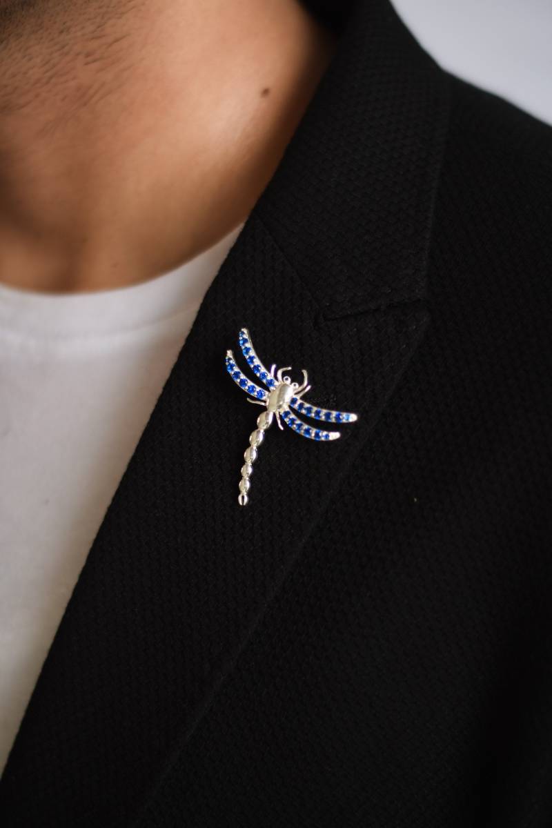 sterling Silber Libellen Brosche 18K Weißgold Plated Anstecknadel von VaniInc