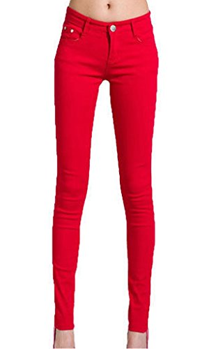 Vanilla Inc Jegging-Jeans für Damen, Mädchen, super dehnbar, Größe 36-54 Gr. 40, rot von Vanilla Inc