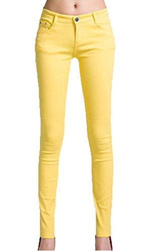 Vanilla Inc Jegging-Jeans für Damen, Mädchen, super dehnbar, Größe 36-54 Gr. 44, gelb von Vanilla Inc