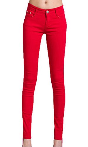 Vanilla Inc Jegging-Jeans für Damen, Mädchen, super dehnbar, Größe 36-54 Gr. 44, rot von Vanilla Inc