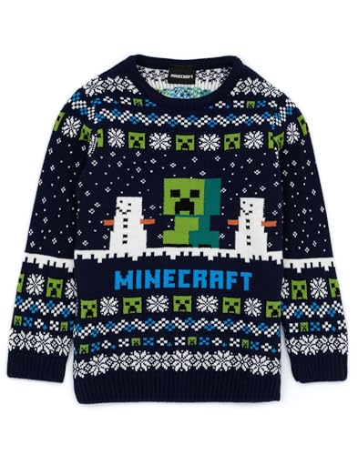 Vanilla Underground Minecraft Jumper Jungen & Mädchen Creeper Strick Langarm Kinder Weihnachts 5-6 Jahre von Minecraft