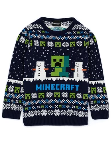 Minecraft Jumper Jungen & Mädchen Creeper Strick Langarm Kinder Weihnachts 9-10 Jahre von Minecraft