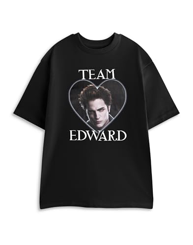 Vanilla Underground Twilight Team Edward Schwarzes Kurzarm-Grafik-T-Shirt | Klassisches Damen-T-Shirt für Fandom-Unterstützung | Freizeitkleidung für Fans | Twilight Saga Film-Merchandise – klein von Vanilla Underground