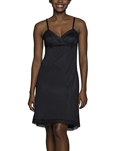 Vanity Fair Damen Antistatische Nylon-Slips für Unterkleider, Größe S-5xl Voller Schlupf, Spitze, 56 cm, Schwarz, XXL von Vanity Fair