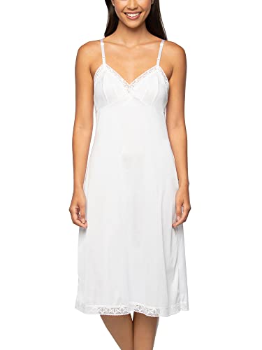Vanity Fair Damen Antistatische Nylon-Slips für Unterkleider, Größe S-5xl Voller Schlupf, Spitze-66 cm-weiß, X-Large von Vanity Fair