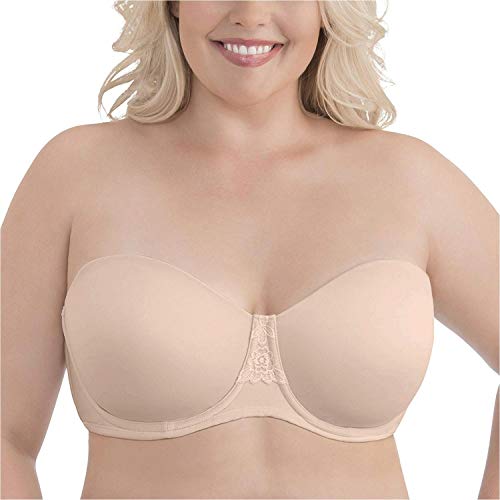 Vanity Fair Damen Beauty Rückenglättender Trägerloser, 4-Wege-stretchstoff, Leicht Gefütterte Cups Bis H BH, Vollständige Figur-Rose Beige, 100C von Vanity Fair