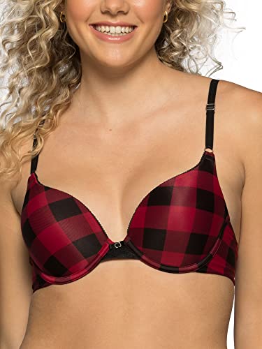 Vanity Fair Damen Ego Boost Bra, Adds to One Full Cup Size, Underwire Bras for Women Push-Up-BH, Undurchsichtige, Gemütlicher Karomuster, 80B von Vanity Fair