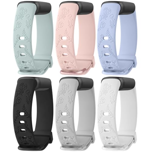 Armbänder für Fitbit Luxe Damen und Herren, Silikon, verstellbares Ersatz-Sportarmband, kompatibel mit Fitbit Luxe-Zubehör, 6 Stück (6 Stück A, groß) von Vanjua
