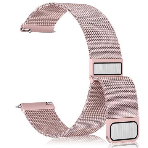 Vanjua 20 mm Uhrenarmband für Damen und Herren, 20 mm Schnellverschluss, Edelstahl, Metallnetzschlaufe, verstellbar, magnetisch, Ersatzarmbänder von Vanjua
