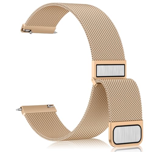 Vanjua 20 mm Uhrenarmband für Damen und Herren, 20 mm Schnellverschluss, Edelstahl, Metallnetzschlaufe, verstellbar, magnetisch, Ersatzarmbänder von Vanjua