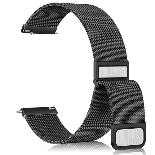 Vanjua 20 mm Uhrenarmband für Damen und Herren, 20 mm Schnellverschluss, Edelstahl, Metallnetzschlaufe, verstellbar, magnetisch, Ersatzarmbänder von Vanjua