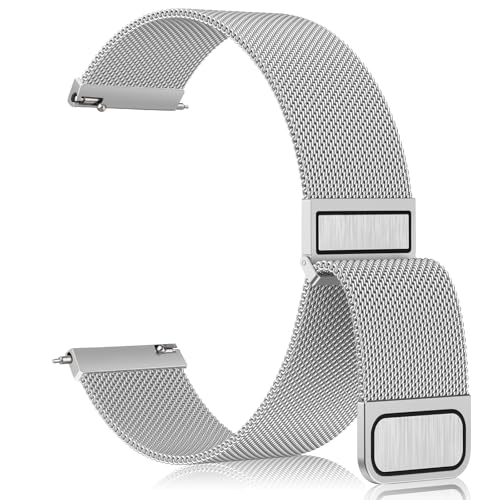 Vanjua 20 mm Uhrenarmband für Damen und Herren, 20 mm Schnellverschluss, Edelstahl, Metallnetzschlaufe, verstellbar, magnetisch, Ersatzarmbänder von Vanjua