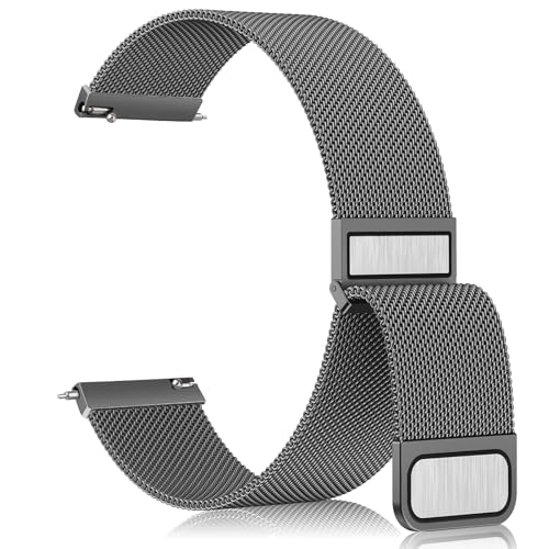 Vanjua 22 mm Uhrenarmband für Damen und Herren, 22 mm Schnellverschluss, Edelstahl, Metallnetzschlaufe, verstellbar, magnetisch, Ersatzarmbänder von Vanjua