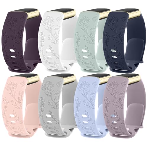 Vanjua Armband kompatibel mit Fitbit Charge 6, für Damen und Herren, weiches Silikon, verstellbar, wasserdicht, Sport-Ersatzarmbänder für Fitbit Charge 6/Charge 5, Fitness-Tracker-Zubehör (8 Stück) von Vanjua