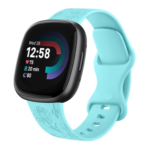 Vanjua Armband kompatibel mit Fitbit Sense 2 / Sense Bändern, Fitbit Versa 4 / Versa 3 Bänder Damen Herren, weiches Silikon-Ersatzband für Fitbit Sense 2 / Versa 4 Smartwatch (Blume, Hellblau, klein) Vanjua Armband kompatibel mit Fitbit Sense 2 / Sense Bändern, Fitbit Versa 4 / Versa 3 Bänder Damen Herren, weiches Silikon-Ersatzband für Fitbit Sense 2 / Versa 4 Smartwatch (Blume, Hellblau, klein) von Vanjua
