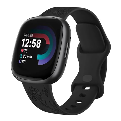 Vanjua Armband kompatibel mit Fitbit Sense 2 / Sense Bändern, Fitbit Versa 4 / Versa 3 Bänder Damen Herren, weiches Silikon-Ersatzband für Fitbit Sense 2 / Versa 4 Smartwatch (Blumen-Schwarz, Größe L) Vanjua Armband kompatibel mit Fitbit Sense 2 / Sense Bändern, Fitbit Versa 4 / Versa 3 Bänder Damen Herren, weiches Silikon-Ersatzband für Fitbit Sense 2 / Versa 4 Smartwatch (Blumen-Schwarz, Größe L) von Vanjua