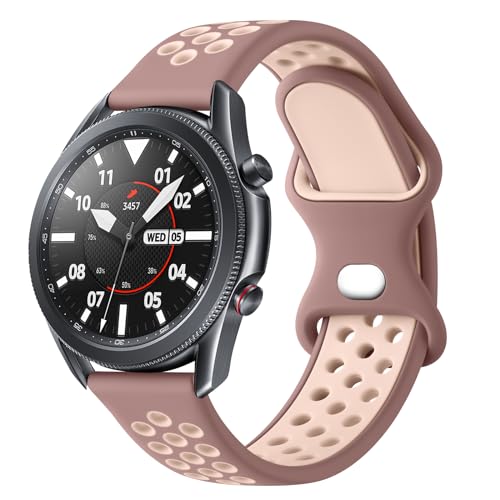 Vanjua Sportarmband, kompatibel mit Samsung Galaxy Watch 3, 45 mm, für Damen und Herren, 22 mm, weiches Silikon-Armband, Ersatzband für Galaxy Watch 3, 45 mm (Rauchviolett/Rosa) von Vanjua