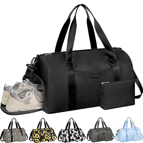 Wasserdichte Sporttasche für Frauen Sport Duffle Bag Große Weekender Taschen für Frauen Niedliche Gym Tragetasche für Mädchen, Schwarz, Medium-20 Inch, Stilvoll von Vankor