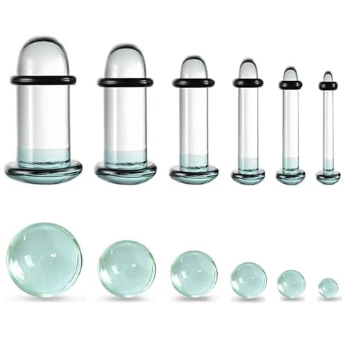 Vankula Ohr Tunnel Plug Stretching Kit 12 stück Glas Dehnstäbe set 1.6-6mm Short Tapers mit O-Ringen Ohrpiercing Gestreckte Schmuck für männer damen Durchsichtiger von Vankula