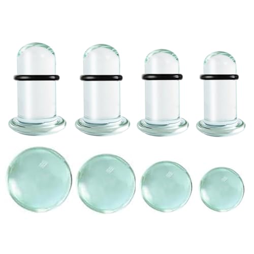 Vankula Ohr Tunnel Plug Stretching Kit 8 stück Glas Single Flared Dehnset 7-10mm mit O-Ringen Ohrpiercing Dehn Schmuck für männer damen Durchsichtiger von Vankula