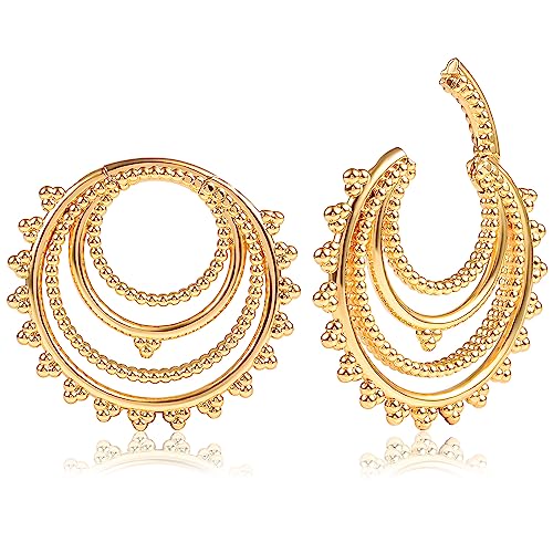 Vankula Ohr Gewichte Flesh Tunnel Weights Hangers 4 Ringe Edelstahl für männer damen Ohrpiercing Gestreckte Schmuck 6mm Gold von Vankula