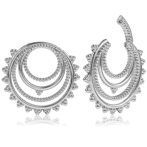 Vankula Ohr Gewichte Flesh Tunnel Weights Hangers 4 Ringe Edelstahl für männer damen Ohrpiercing Gestreckte Schmuck 6mm Silber von Vankula