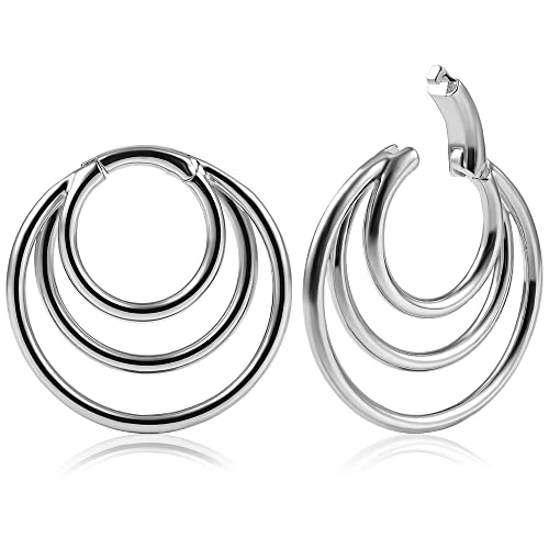 Vankula Ohr Gewichte Flesh Tunnel Weights Hangers 3 Ringe Edelstahl für männer damen Ohrpiercing Gestreckte Schmuck 5mm Silber von Vankula