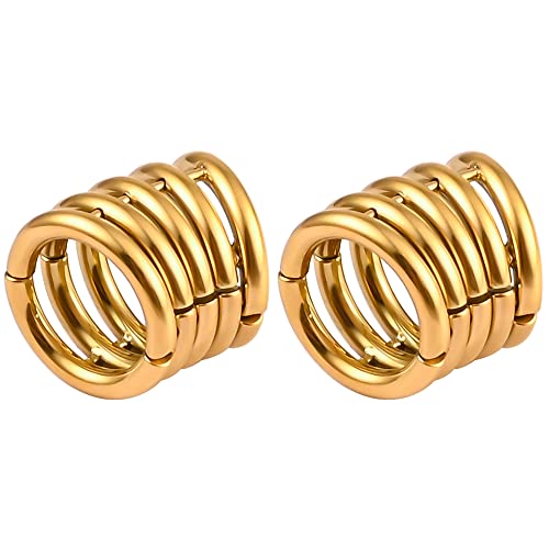 Vankula Ohr Gewichte Flesh Tunnel Weights Hangers 5 Ringe Ohr Lobe Cuff Edelstahl für männer damen Ohrpiercing Gestreckte Schmuck 12mm Gold von Vankula