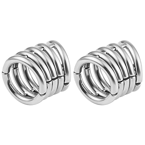 Vankula Ohr Gewichte Flesh Tunnel Weights Hangers 5 Ringe Ohr Lobe Cuff Edelstahl für männer damen Ohrpiercing Gestreckte Schmuck 12mm Silber von Vankula
