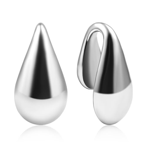 Vankula Ohr Gewichte Flesh Tunnel Weights Hangers Wassertropfen Edelstahl für männer damen Ohrpiercing Gestreckte Schmuck 10mm Silber von Vankula