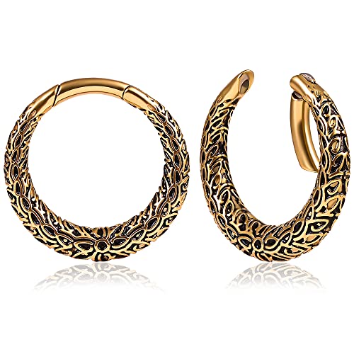 Vankula Ohr Gewichte Hangers Flesh Tunnel Weights Rund Creolen Edelstahl für männer damen Ohrpiercing Gestreckte Schmuck 4mm Gold von Vankula