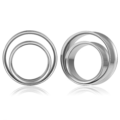 Vankula Ohr Tunnel 1 Paar Double Flared Flesh Plugs Doppellagig Rund Edelstahl für männer damen Ohrpiercing Schmuck 12mm(1/2") Silber 1 von Vankula