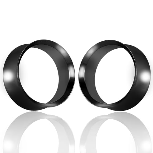 Vankula Ohr Tunnel 1 Paar Double Flared Flesh Plugs Edelstahl für männer damen Ohrpiercing Schmuck 22mm(7/8") Schwarz von Vankula
