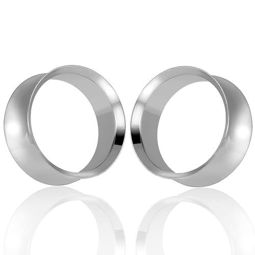 Vankula Ohr Tunnel 1 Paar Double Flared Flesh Plugs Edelstahl für männer damen Ohrpiercing Schmuck 8mm(0G) Silber von Vankula