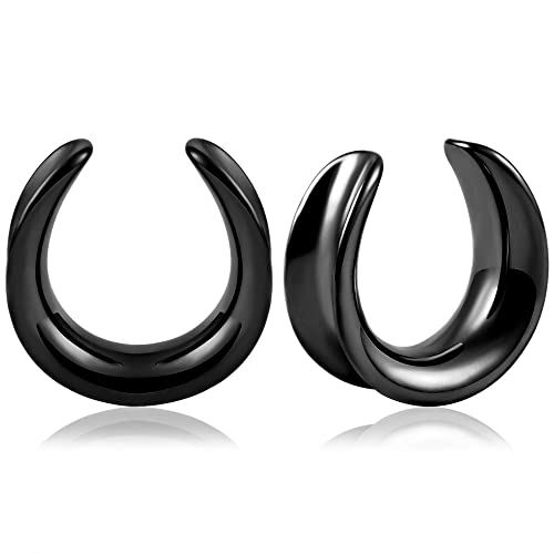 Vankula Ohr Tunnel 1 Paar Saddles Flesh Plugs Edelstahl für männer damen Ohrpiercing Schmuck 12mm(1/2") Schwarz von Vankula