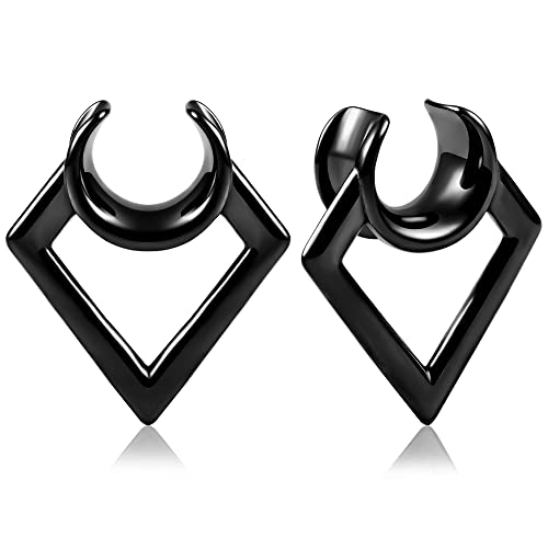 Vankula Ohr Tunnel 1 Paar Saddles Flesh Plugs Dreieck Edelstahl für männer damen Ohrpiercing Gestreckte Schmuck 16mm(5/8") Schwarz von Vankula