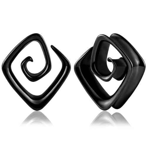 Vankula Ohr Tunnel 1 Paar Saddles Flesh Plugs Spirale Edelstahl für männer damen Ohrpiercing Schmuck 10mm(00G) Schwarz von Vankula