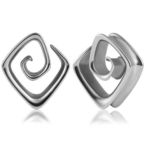 Vankula Ohr Tunnel 1 Paar Saddles Flesh Plugs Spirale Edelstahl für männer damen Ohrpiercing Schmuck 10mm(00G) Silber von Vankula