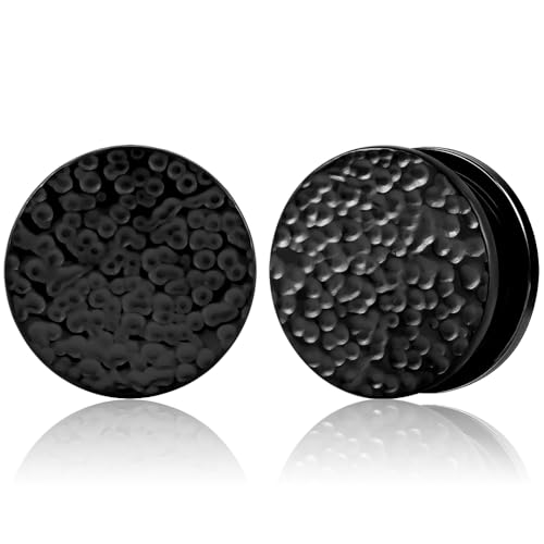Vankula Ohr Tunnel 1 Paar Single Flared Flesh Plugs Edelstahl für männer damen Ohrpiercing Gestreckte Schmuck 10mm(00G) Schwarz von Vankula