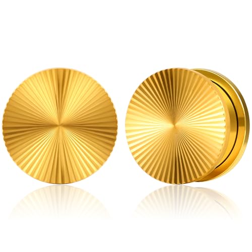 Vankula Ohr Tunnel 1 Paar Single Flared Flesh Plugs Edelstahl für männer damen Ohrpiercing Gestreckte Schmuck 12mm(1/2") Gold 1 von Vankula