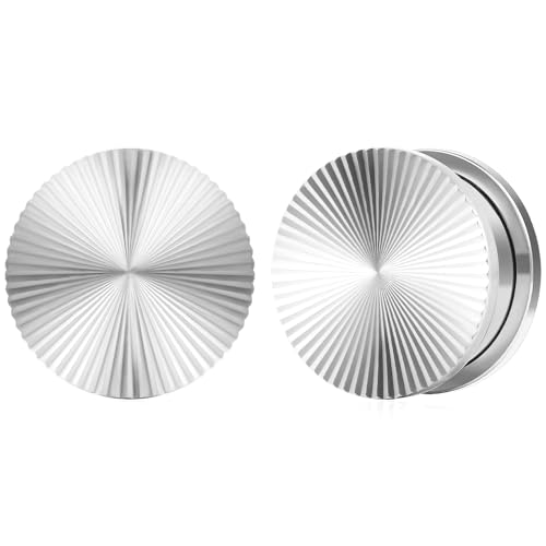 Vankula Ohr Tunnel 1 Paar Single Flared Flesh Plugs Edelstahl für männer damen Ohrpiercing Gestreckte Schmuck 8mm(0G) Silber von Vankula