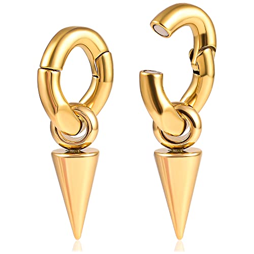 Vankula Ear Weights Ohr tunnel Gewichte Flesh Hangers Drehreifen mit Niete Edelstahl für männer damen Ohrpiercing Gestreckte Schmuck 6mm Schwarz von Vankula